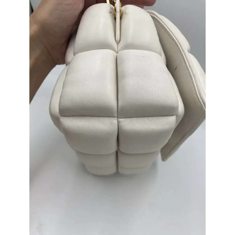 Kate Spade Boxxy Crossbody Bag East West Ivory Navy Blue Woven Puffy Leather